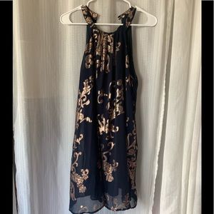 Navy with rose gold decay dress